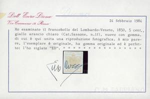 1850 - 5 cent. giallo arancio ... 