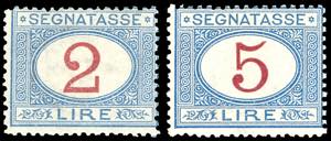 1903 - 2 lire e 5 lire azzurro e carminio ... 