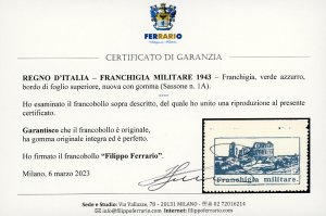 1943 - Franchigia militare verde ... 