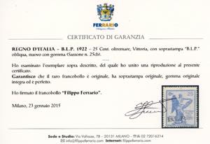 1922 - 25 cent. Vittoria, ... 