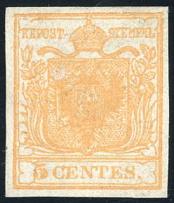 1850 - 5 cent. arancio (1h), nuovo senza ... 