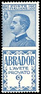 1924 - 25 cent. Abrador (4), gomma originale ... 