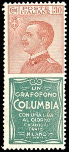 1924 - 30 cent. Columbia (9), ben centrato, ... 