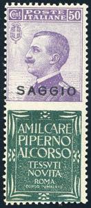 1924 - 50 cent. Piperno (13), soprastampato ... 