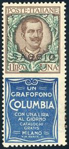 1924 - 1 lira Columbia (19), soprastampato ... 