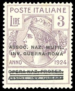 ASSOC. NAZ. MUTIL. INV. GUERRA-ROMA 1924 - 3 ... 