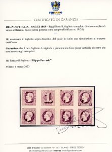 1863 - Saggi Ronchi, foglietto ... 