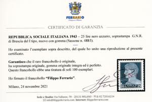 1943 - 25 lire nero azzurro, ... 