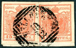 1850 - 15 cent. rosso vermiglio, II tipo, ... 