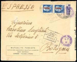 1945 - 1,25 lire soprastampa fascio in rosso ... 