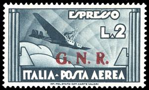 1943 - 2 lire ardesia soprastampato G.N. ... 