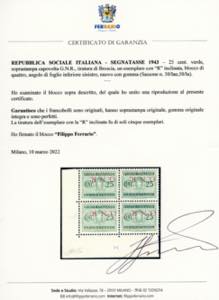 1943 - 25 cent. soprastampa G.N.R. ... 