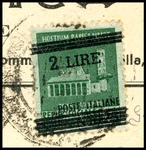 1945 - 2 lire su 25 cent. verde, ... 