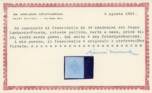 1850 - 45 cent. celeste, I tipo, ... 