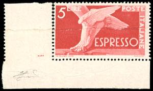 1945 - 5 lire rosso bruno, stampa su carta ... 