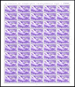 POSTA AEREA 1954 - 50 lire, nuovo tipo di ... 