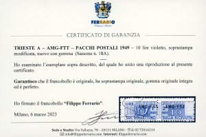 PACCHI POSTALI 1949 - 10 lire, ... 