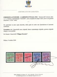 CAMPIONE DITALIA 1944 - Stemma, ... 