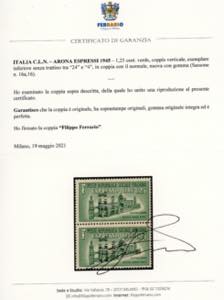 ARONA 1945 - 1,25 lire espresso, ... 