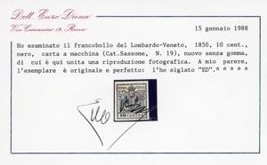 1857 - 10 cent. nero, carta a ... 