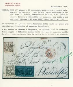 MODENA-USA 1856 - 1 lira bianco, ... 