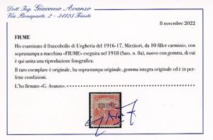 FIUME 1918 - 10 f. carminio, ... 