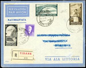ALBANIA POSTA AEREA 1940 - 50 q., 1 f., 2 f. ... 