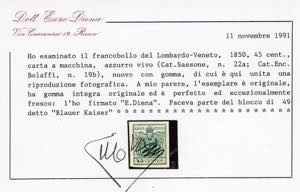 1856 - 45 cent. azzurro vivo, III ... 