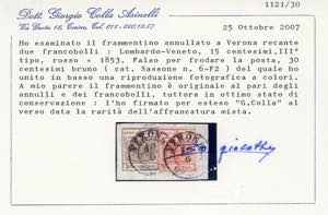 FALSI PER POSTA 1853 - 30 cent. ... 