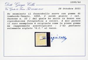 1858 - 2 soldi giallo, I tipo ... 