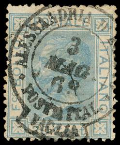 ALESSANDRIA DEGITTO 1878 - 20 cent. celeste ... 