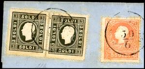 1858 - 3 soldi nero, dent. 15 x ... 