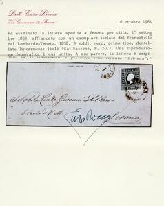 1859 - 3 soldi nero, I tipo, dent. ... 