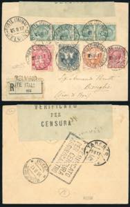 ALBANIA-DELVINO 1917 - 5 cent., striscia di ... 