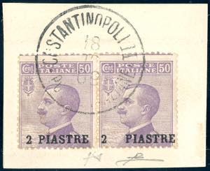 COSTANTINOPOLI 1908 - 2 piastre su 50 cent., ... 