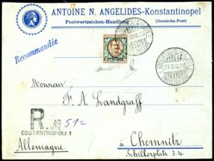 COSTANTINOPOLI 1908  - 4 pi. su 1 lira ... 