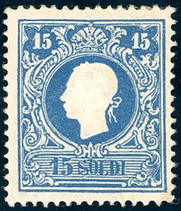 1858 - 15 soldi azzurro, I tipo (27), buona ... 