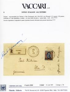 VALONA 1913 - 20 piastre su 5 lire ... 