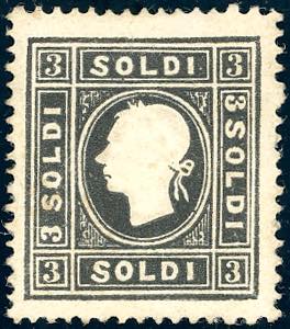 1859 - 3 soldi nero, II tipo (29), ... 