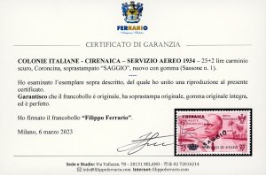 SERVIZIO AEREO 1934 - 25 + 2 lire ... 