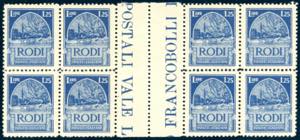 1929 - 1,25 lire azzurro Pittorica, dent. 11 ... 