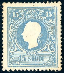 1859 - 15 soldi azzurro, II tipo (32), ben ... 