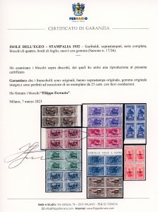 STAMPALIA 1932 - Garibaldi, serie ... 