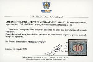 SEGNATASSE 1903 - 10 lire azzurro ... 