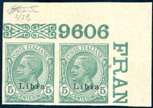 1912 - 5 cent. verde Leoni, non dentellato, ... 