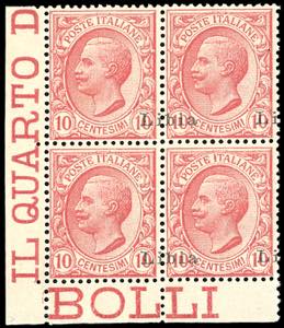 1912 - 10 cent. soprastampato, blocco di ... 