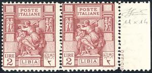 1929 - 2 lire Sibilla Libica, dent. 11x14 ... 