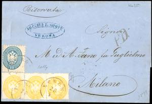 1865 - 2 soldi giallo, dent. 14, tre ... 