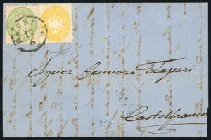 1866 - 2 soldi giallo, dent. 14, 3 soldi ... 