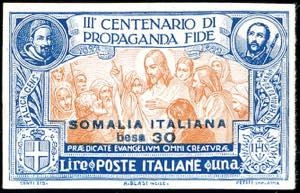 1923 - 30 b. su 1 lira Propaganda Fide, ... 